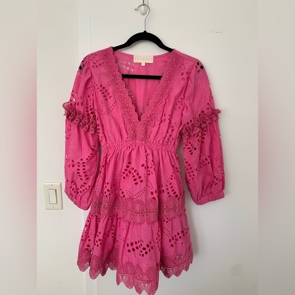 Waimari Connie Lace-trimmed Broderie Anglaise Cotton Mini Dress Pink - Picture 5 of 8